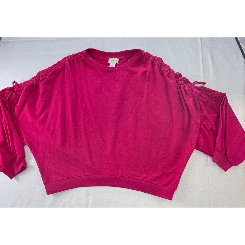 A Pictures Worth Womens Pink Long Sleeve Banded Oversized Gathered Sleeves Sz M